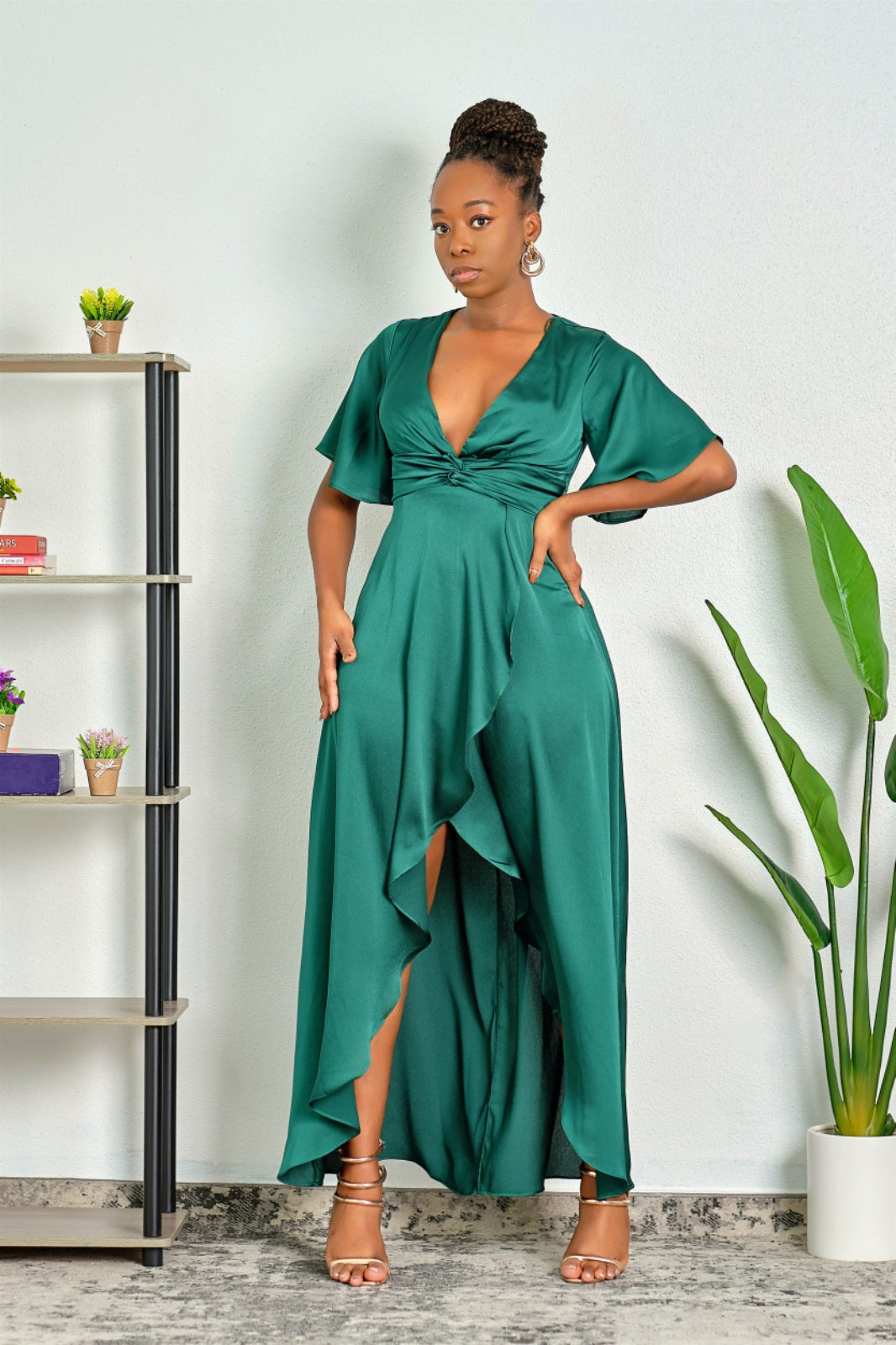 Gone with the Wind Fabulous High Low Satin Maxi Dress