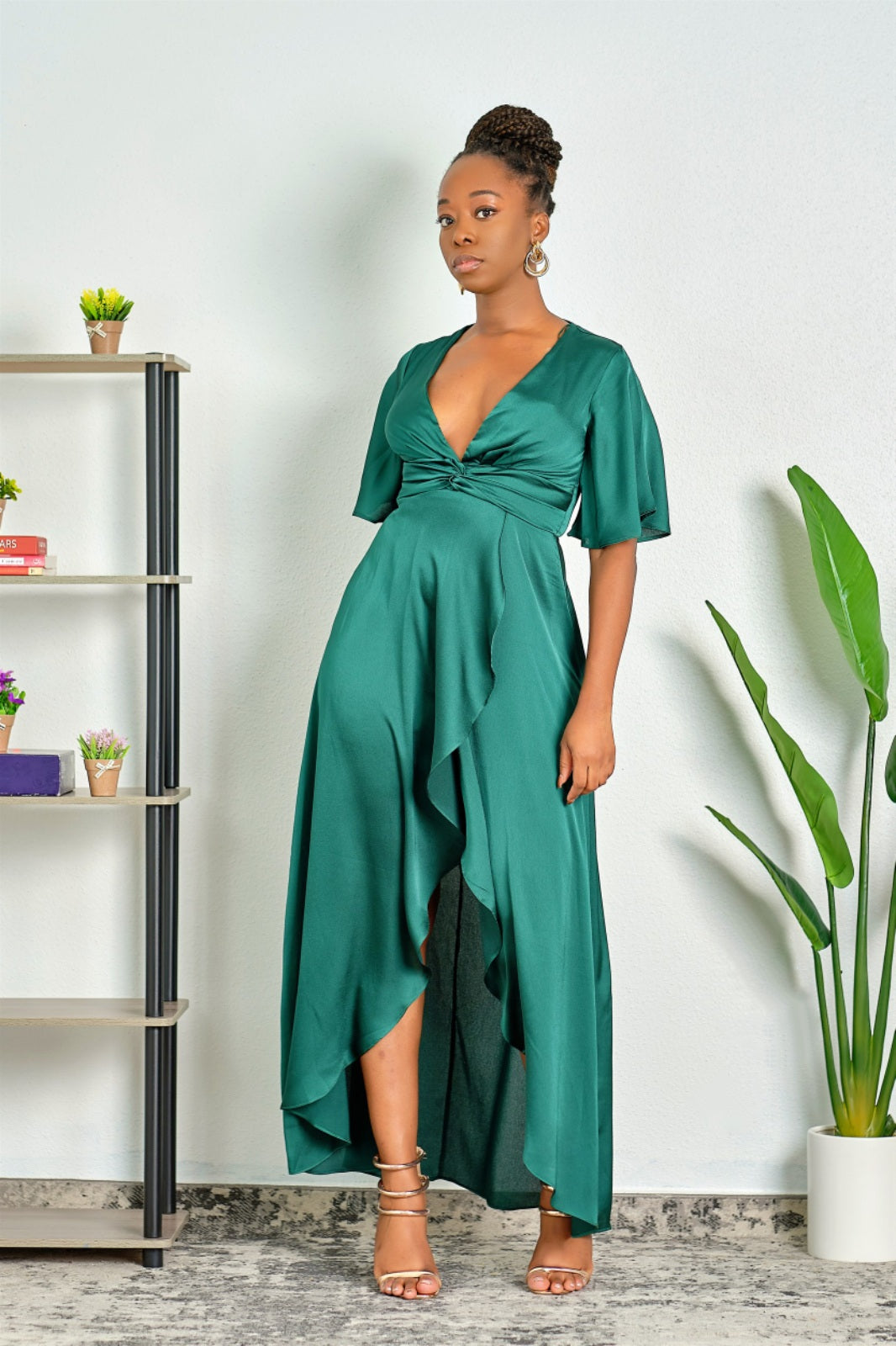 Gone with the Wind Fabulous High Low Satin Maxi Dress