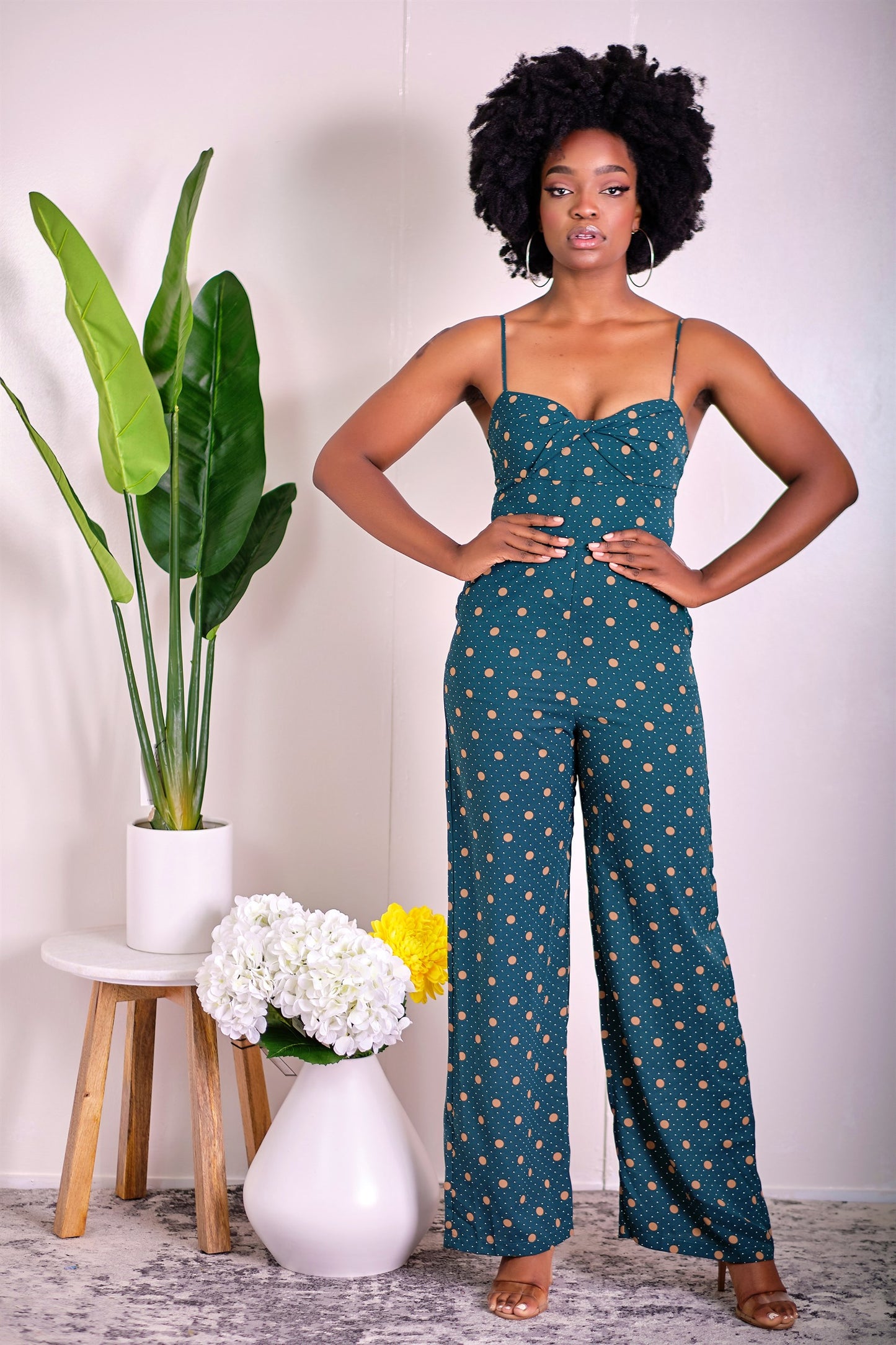 Watch Me Work Wide-Leg Polka Dot Jumpsuit