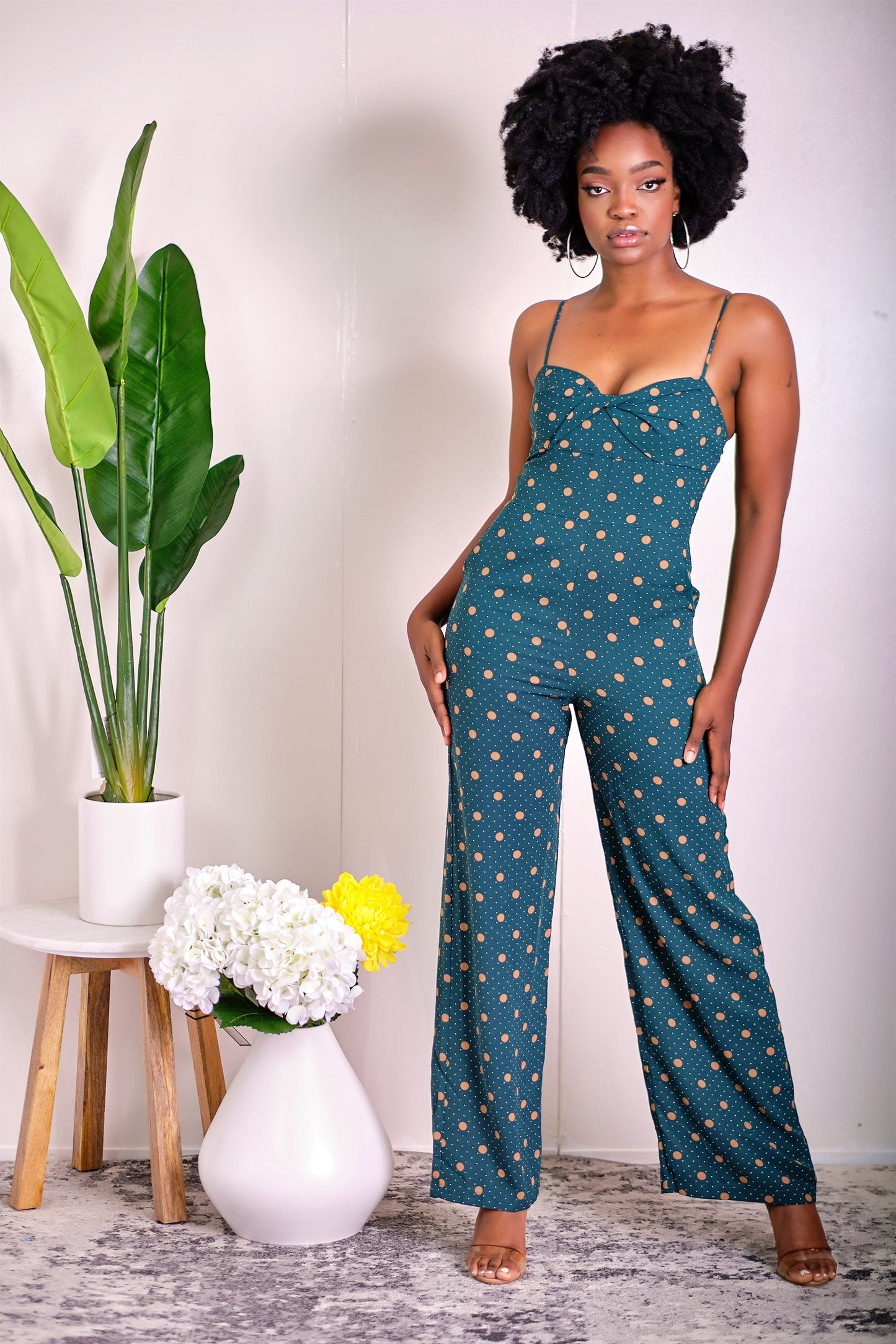 Watch Me Work Wide-Leg Polka Dot Jumpsuit
