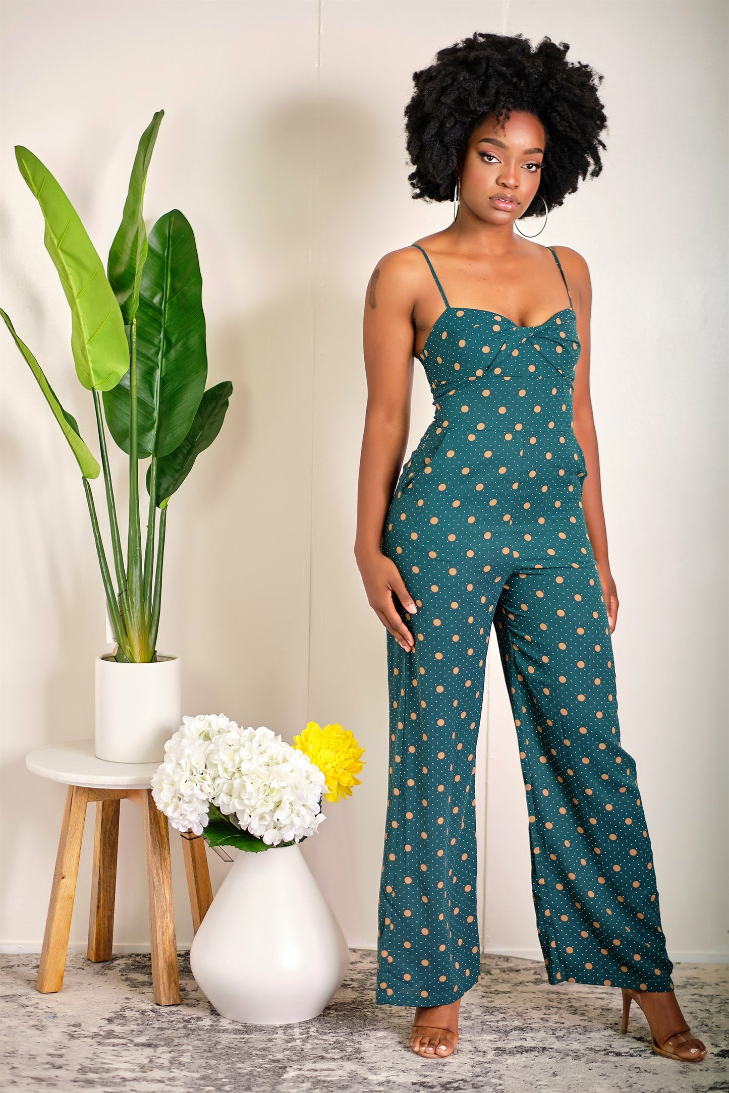 Watch Me Work Wide-Leg Polka Dot Jumpsuit