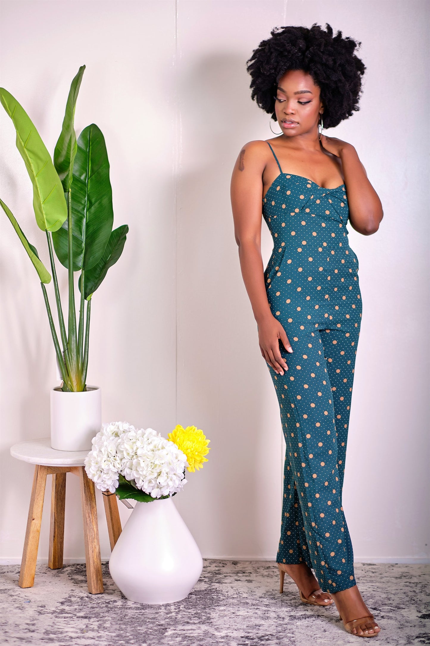Watch Me Work Wide-Leg Polka Dot Jumpsuit