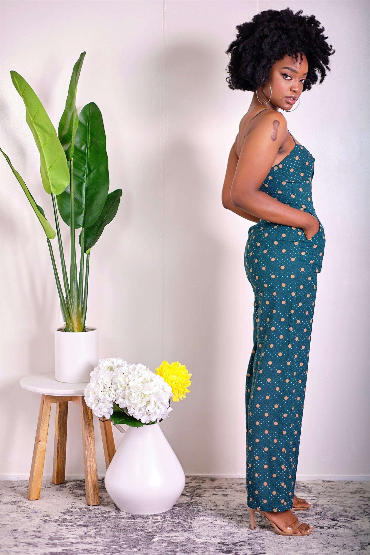 Watch Me Work Wide-Leg Polka Dot Jumpsuit