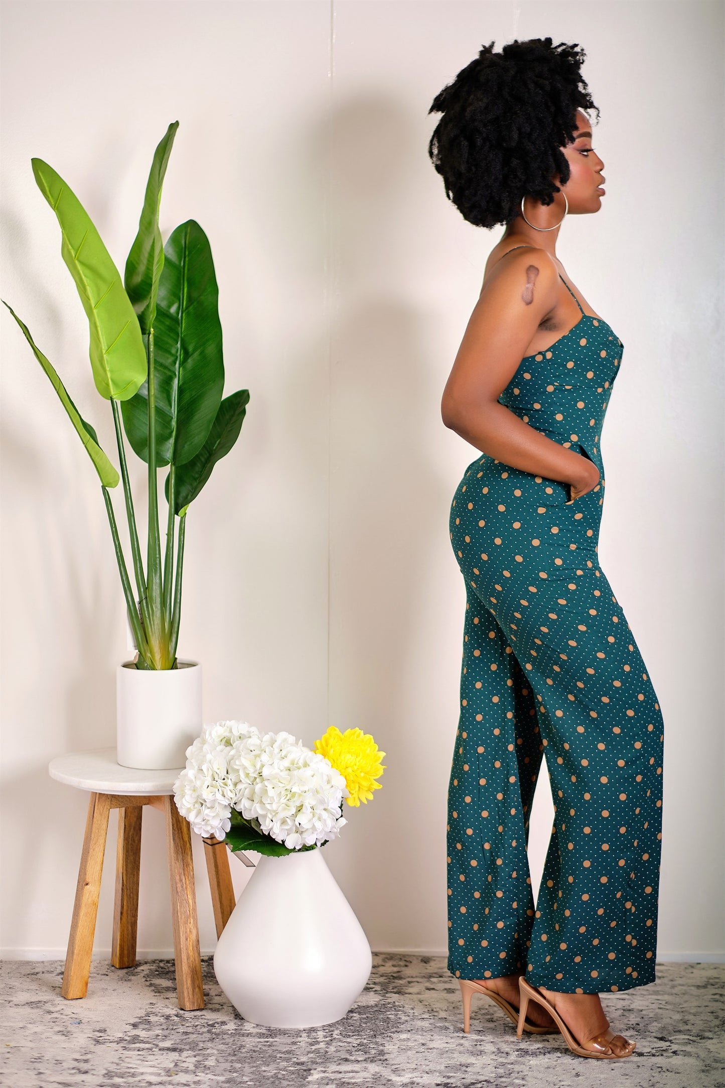 Watch Me Work Wide-Leg Polka Dot Jumpsuit