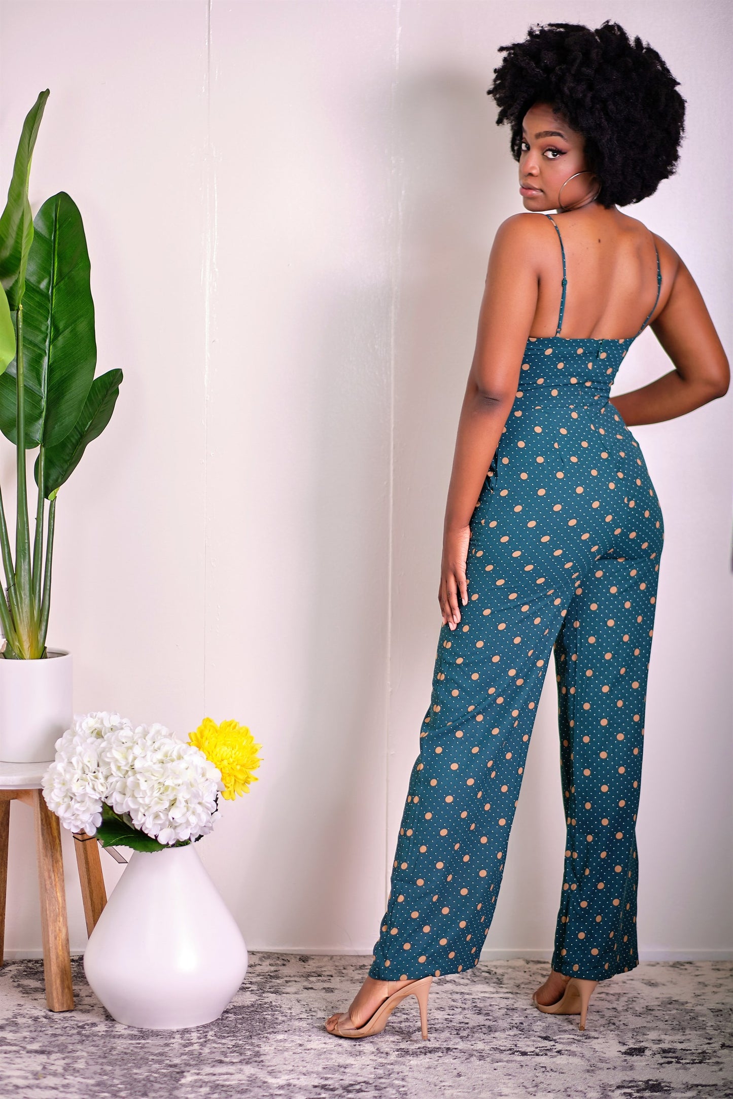 Watch Me Work Wide-Leg Polka Dot Jumpsuit