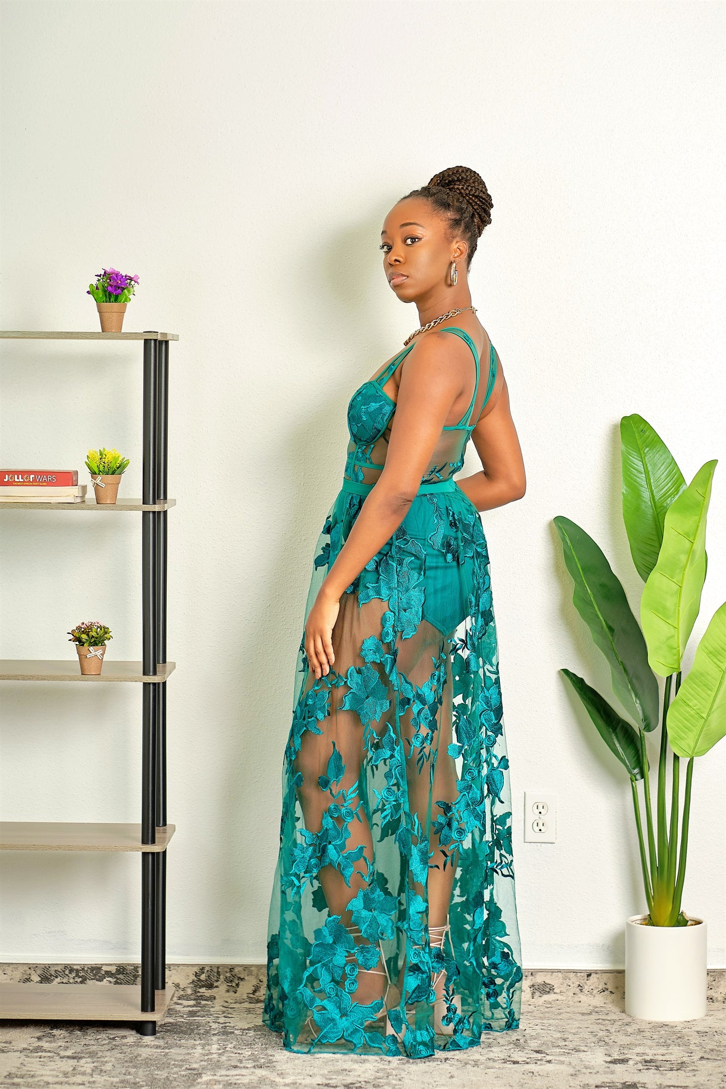 Such A Headturner Floral Lace Maxi Dress - Green