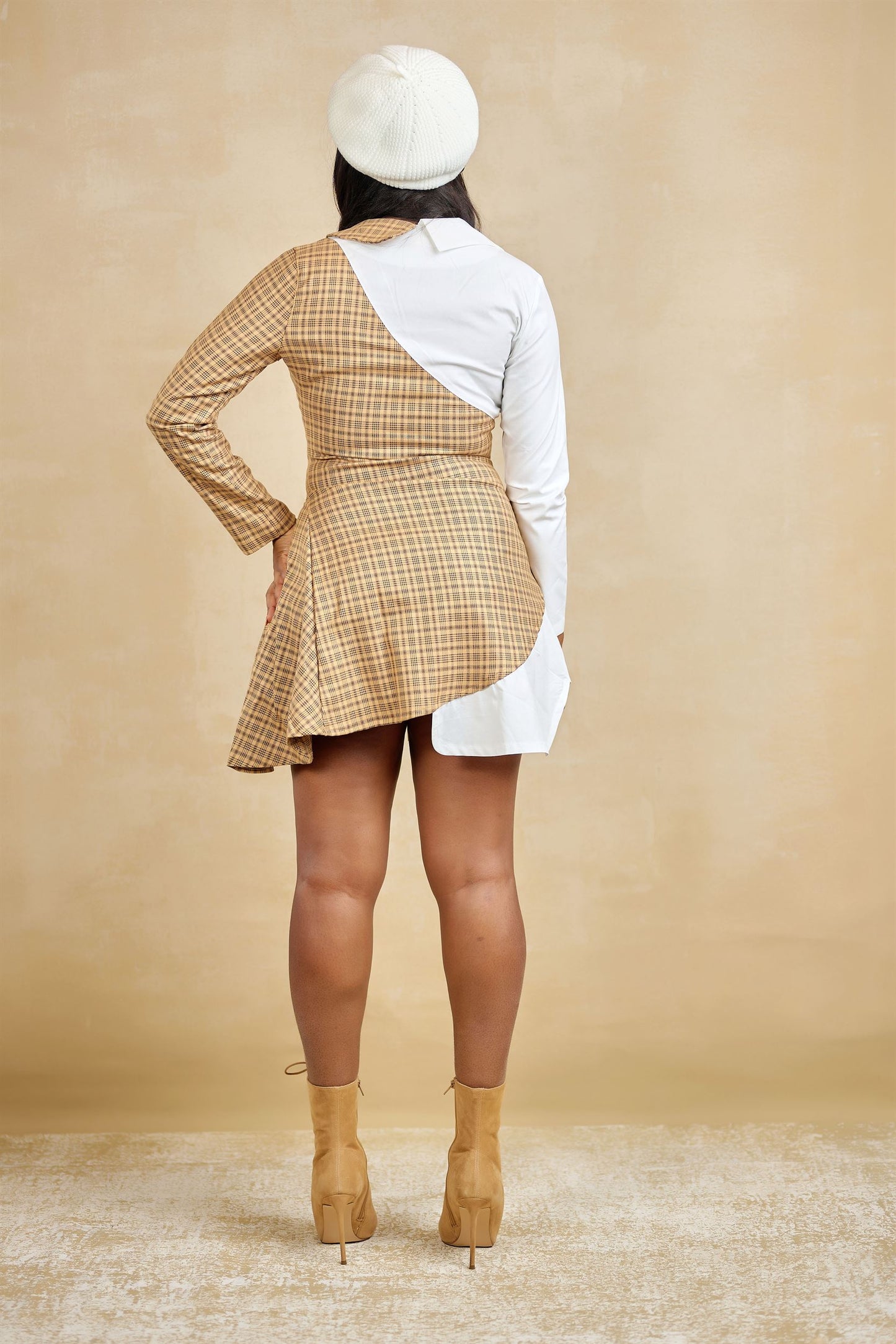 Take me to Paris Plaid Button Front Mini Dress