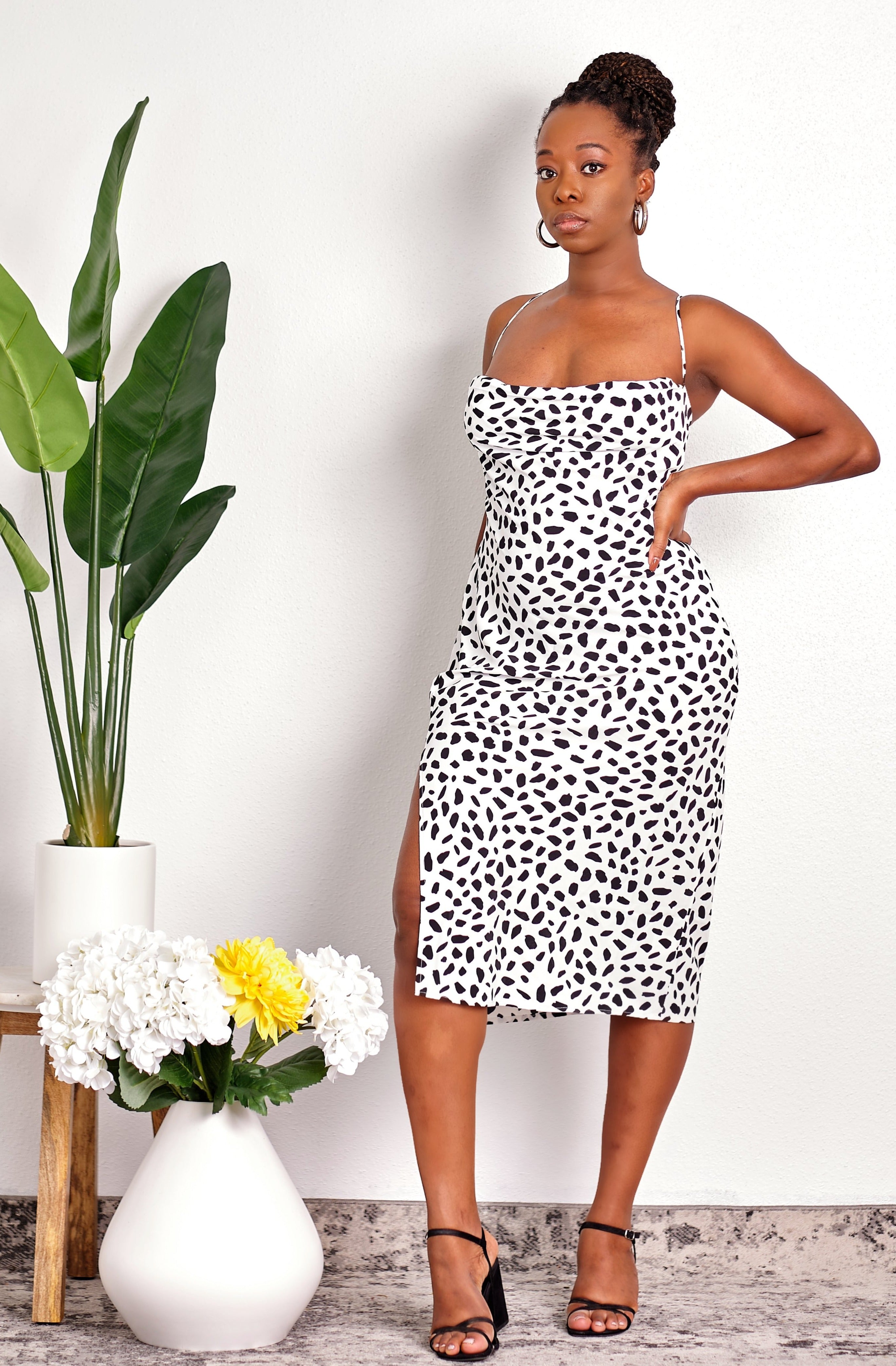 Cheetah print discount cowl neck dress