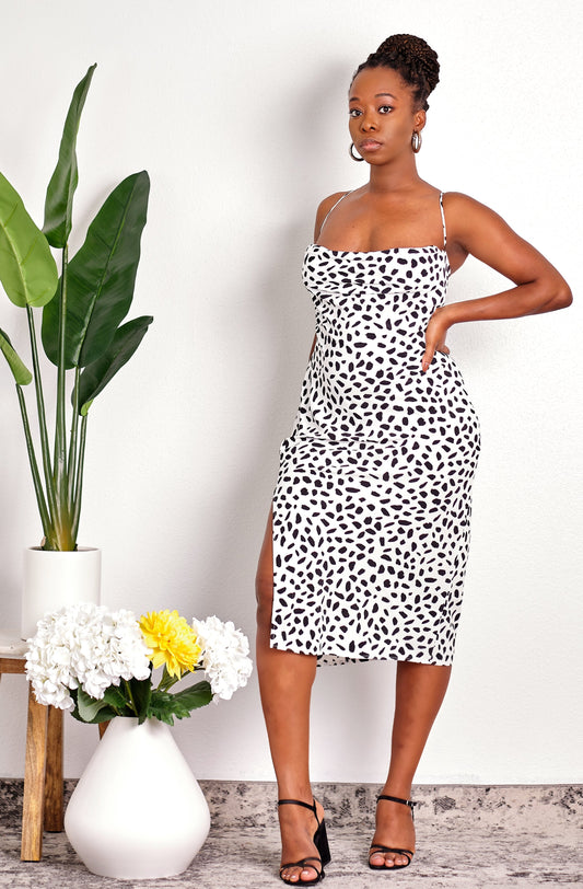 Slip into It Cheetah Print Cowl Neck Midi Length Slip Dress