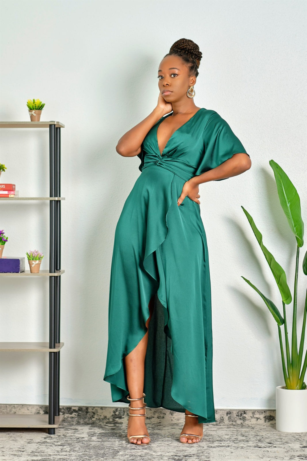Gone with the Wind Fabulous High Low Satin Maxi Dress