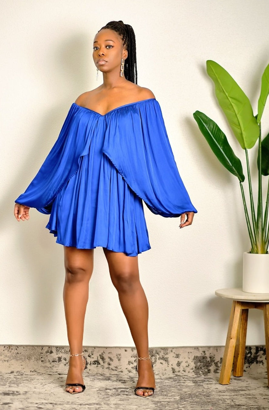 Short Blue Goddess Dress