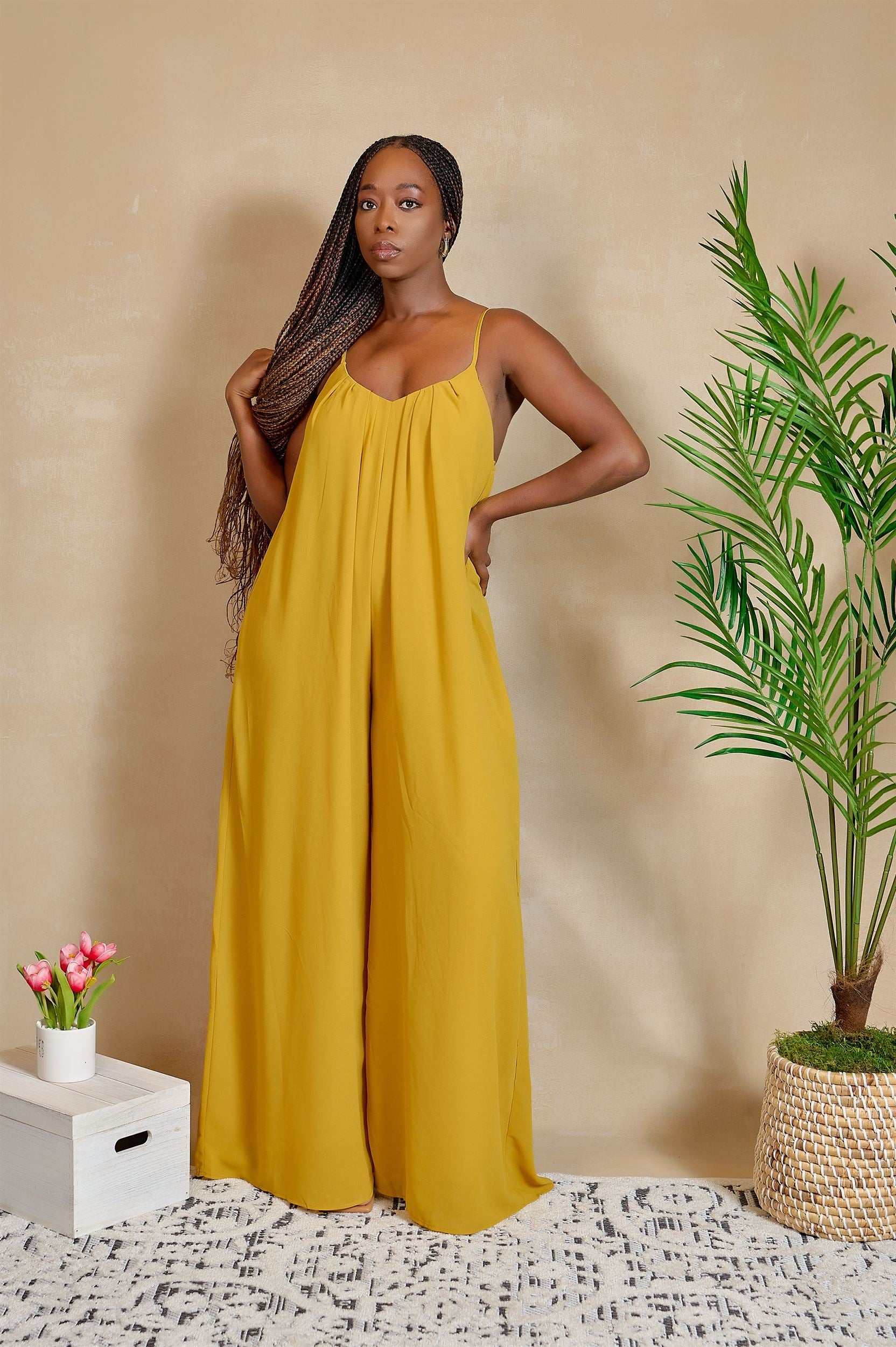 Mustard store yellow jumpsuit