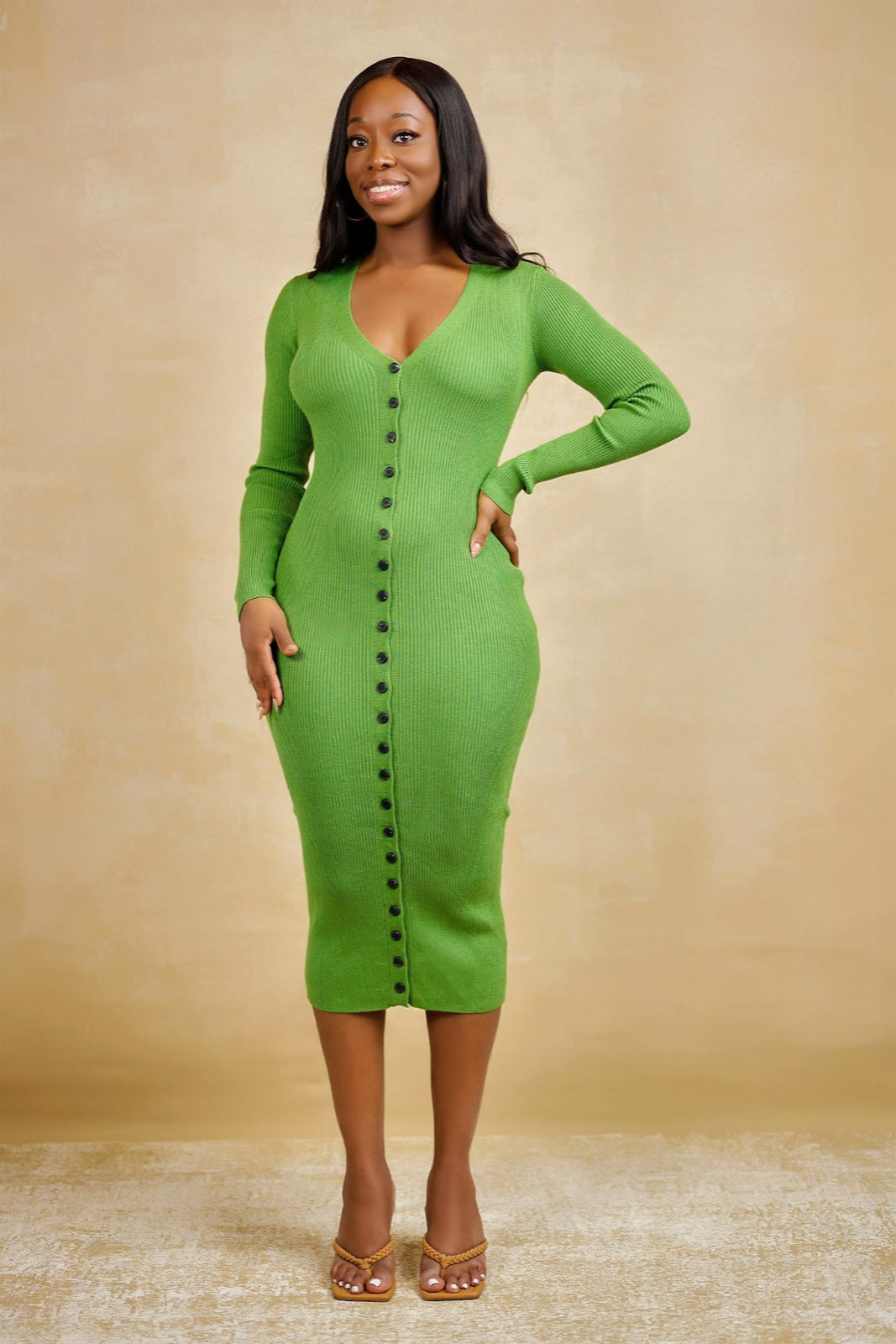 Midi button front dress sale