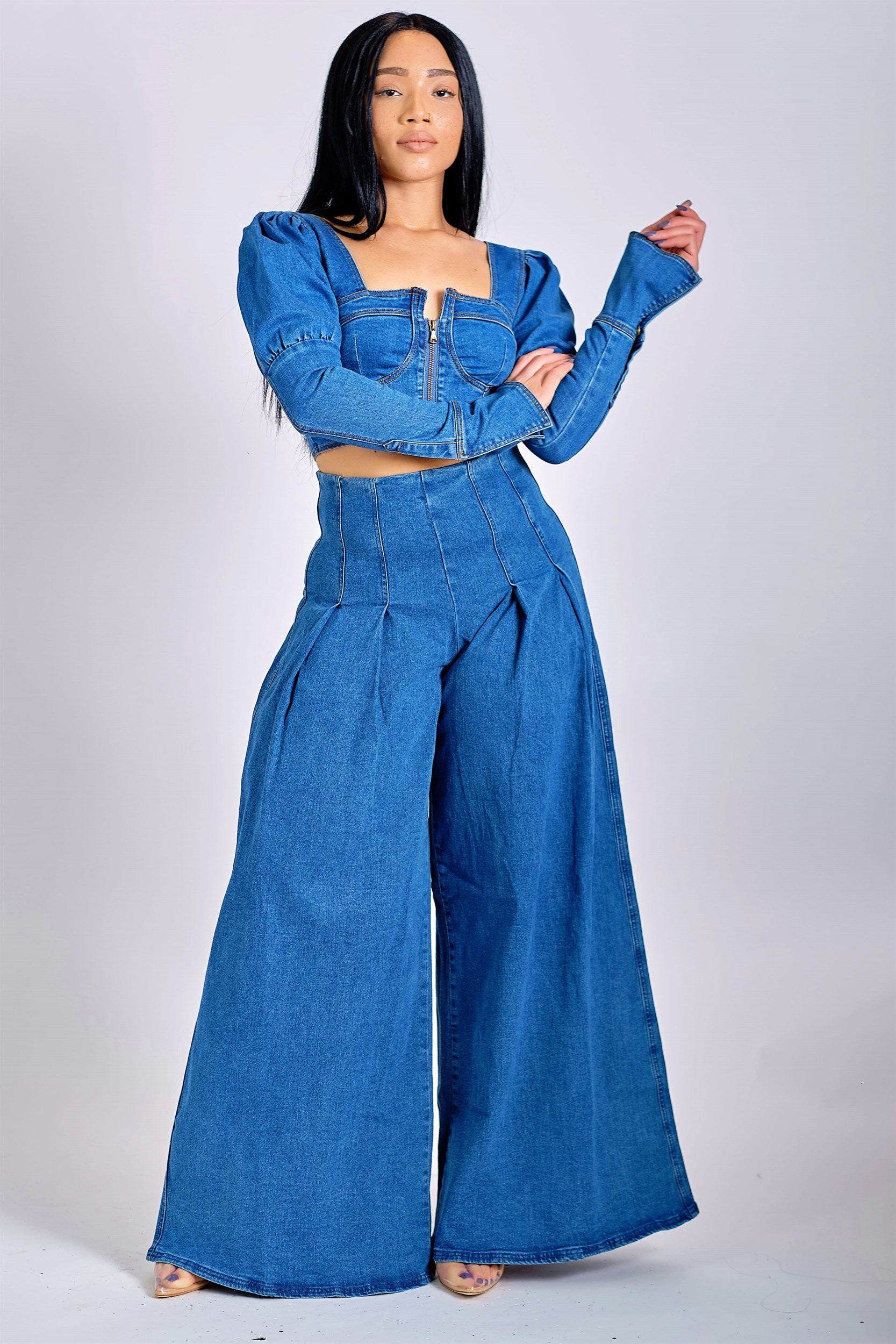 makki remake denim wide pants - www.stedile.com.br