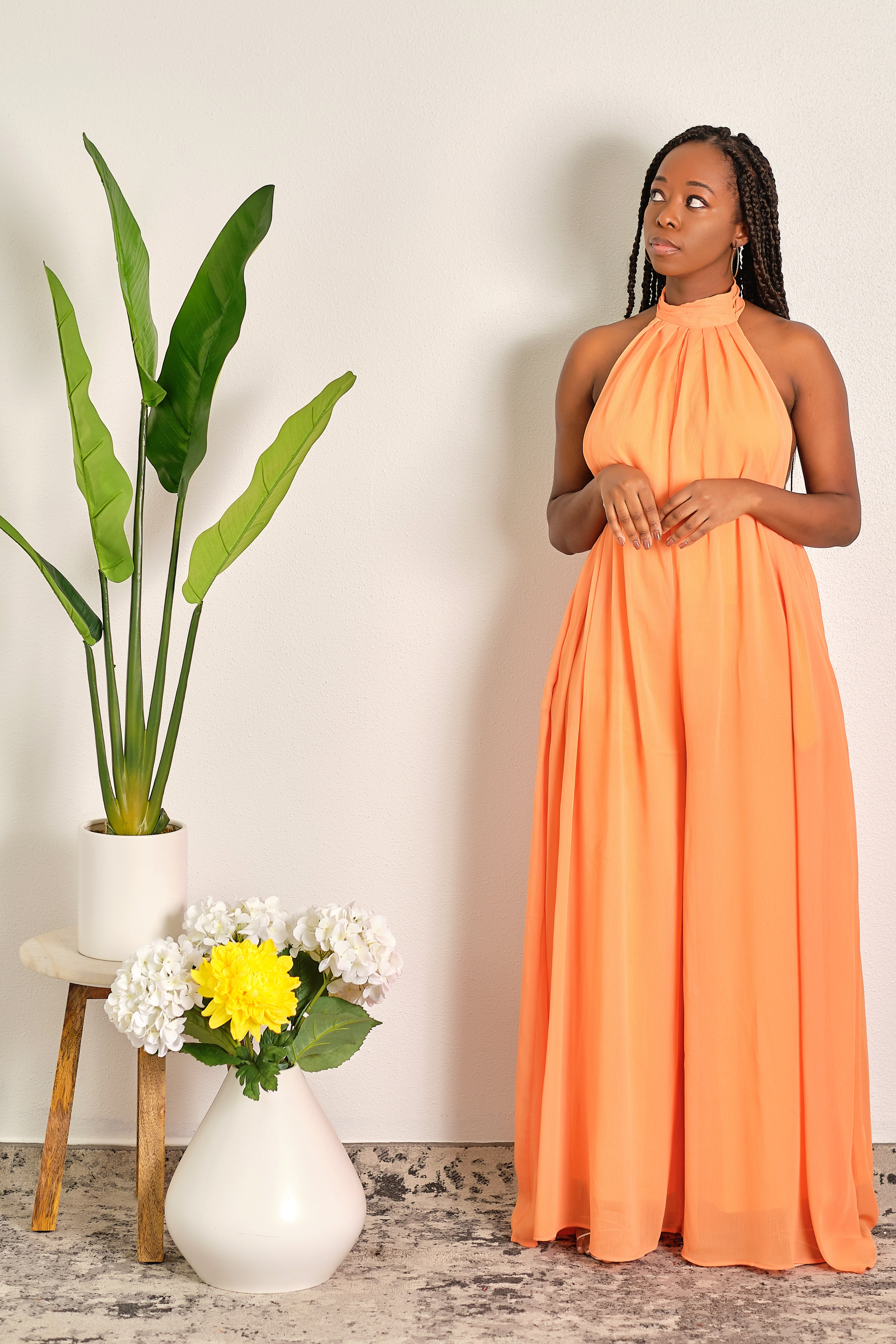 Orange cheap halter jumpsuit