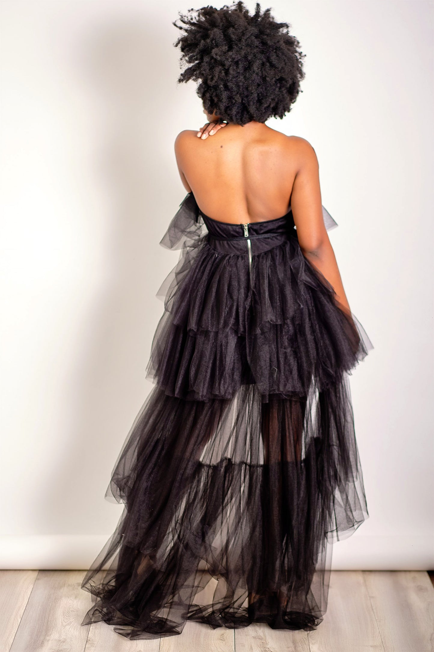 Tulle Cool for School Strapless High Low Tulle Dress