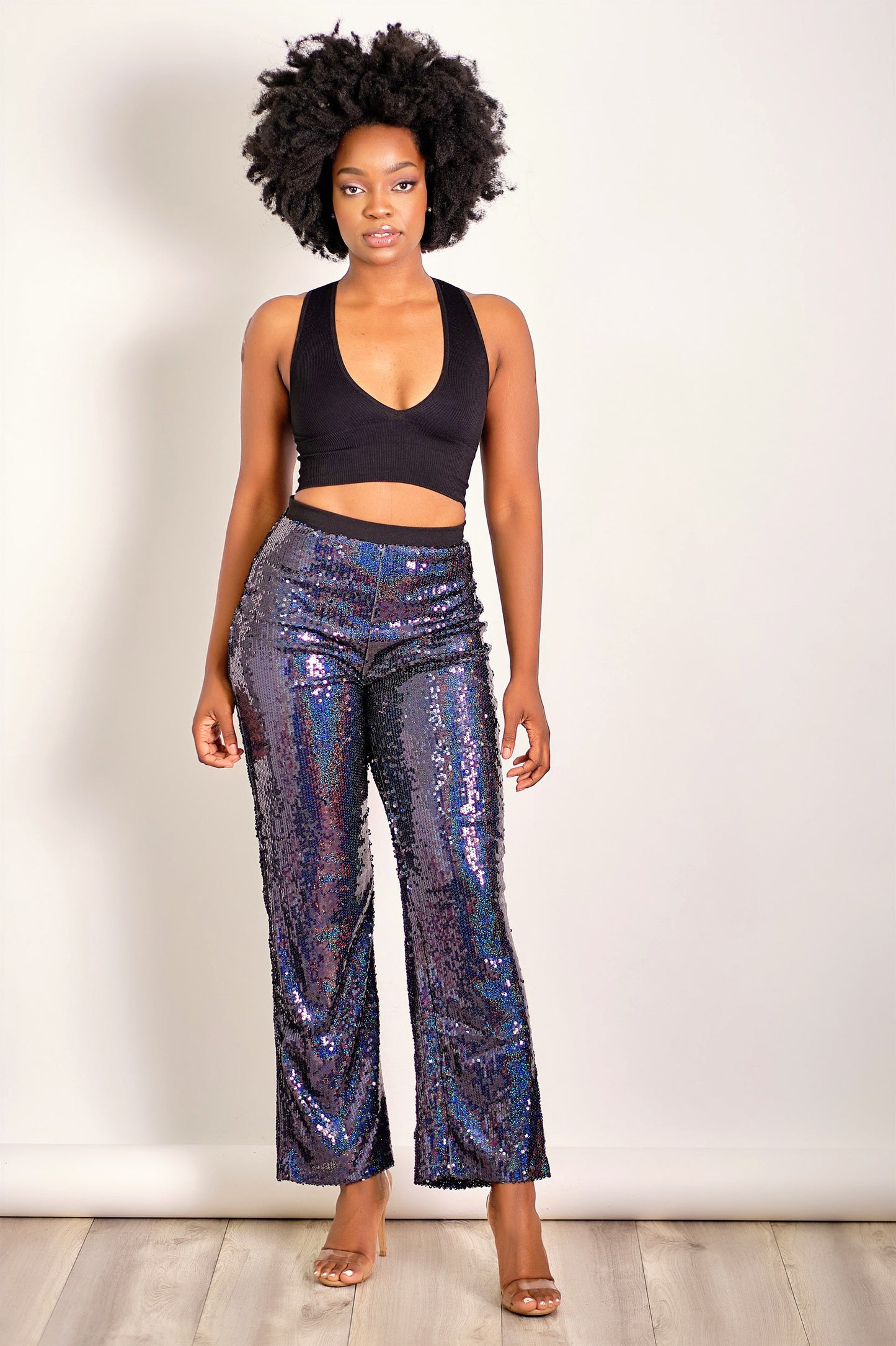 The Moon and Back Wide Leg Sequin Pants