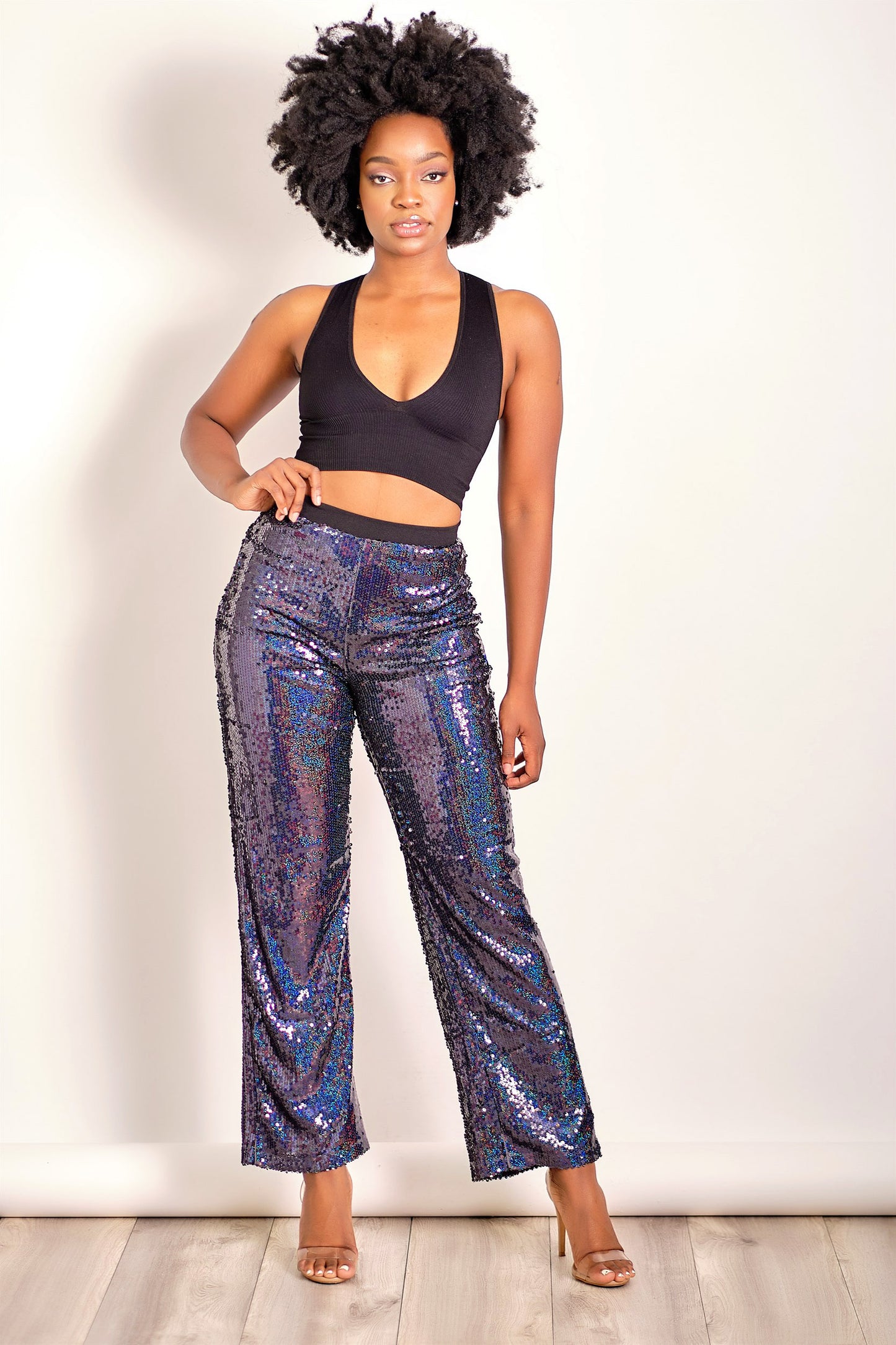 The Moon and Back Wide Leg Sequin Pants