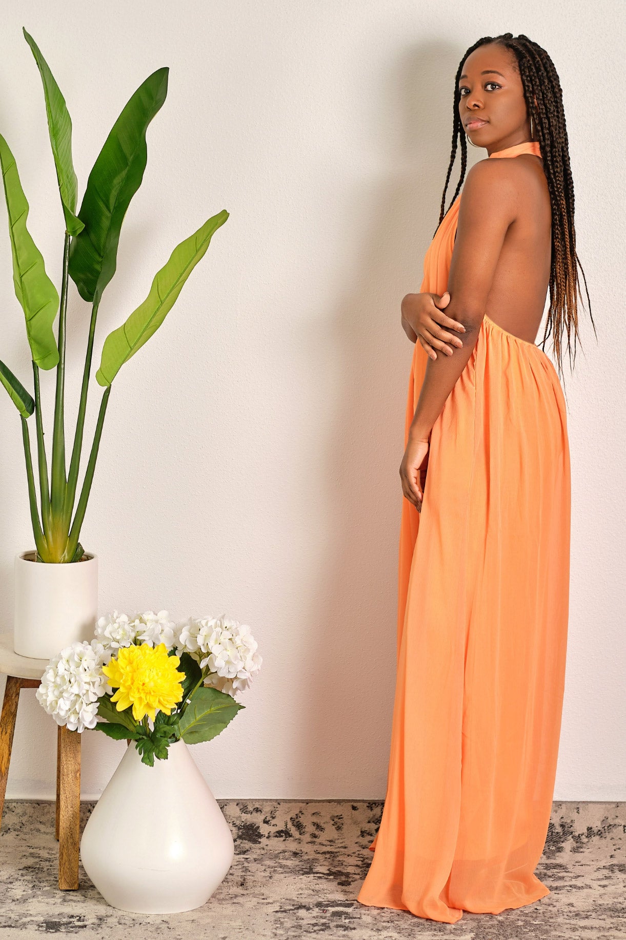 Orange store halter jumpsuit