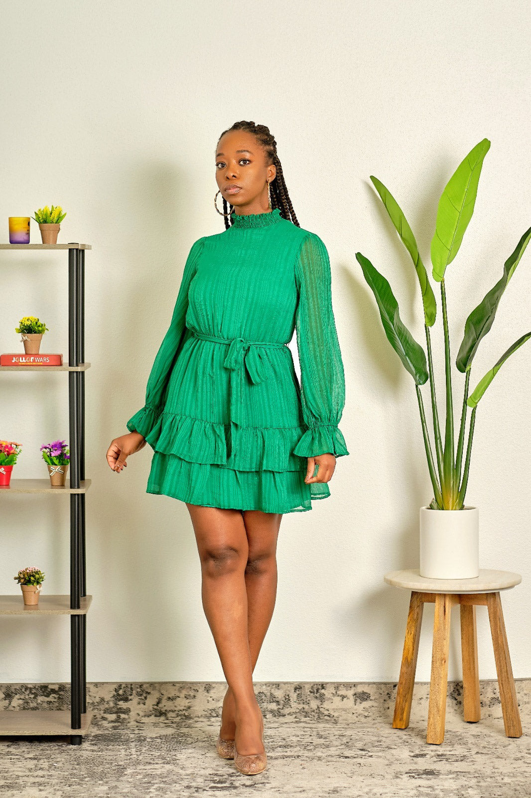 Here For This High Neck Mini Dress - Green