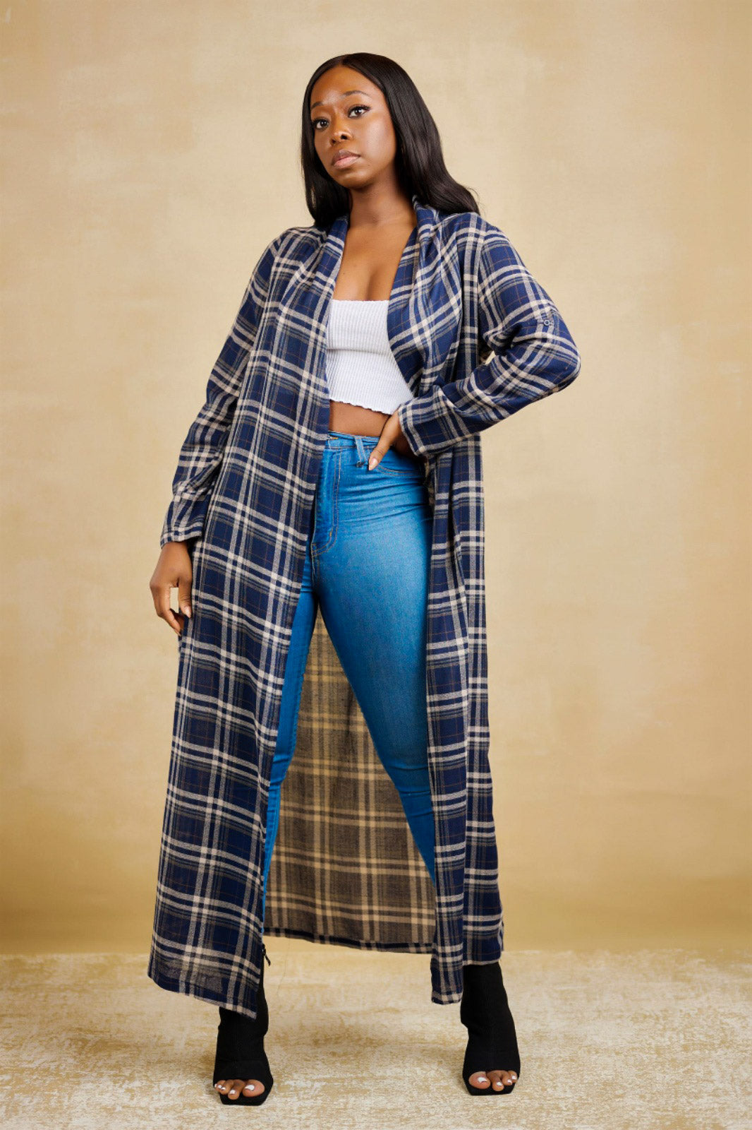 Plaid duster clearance vest