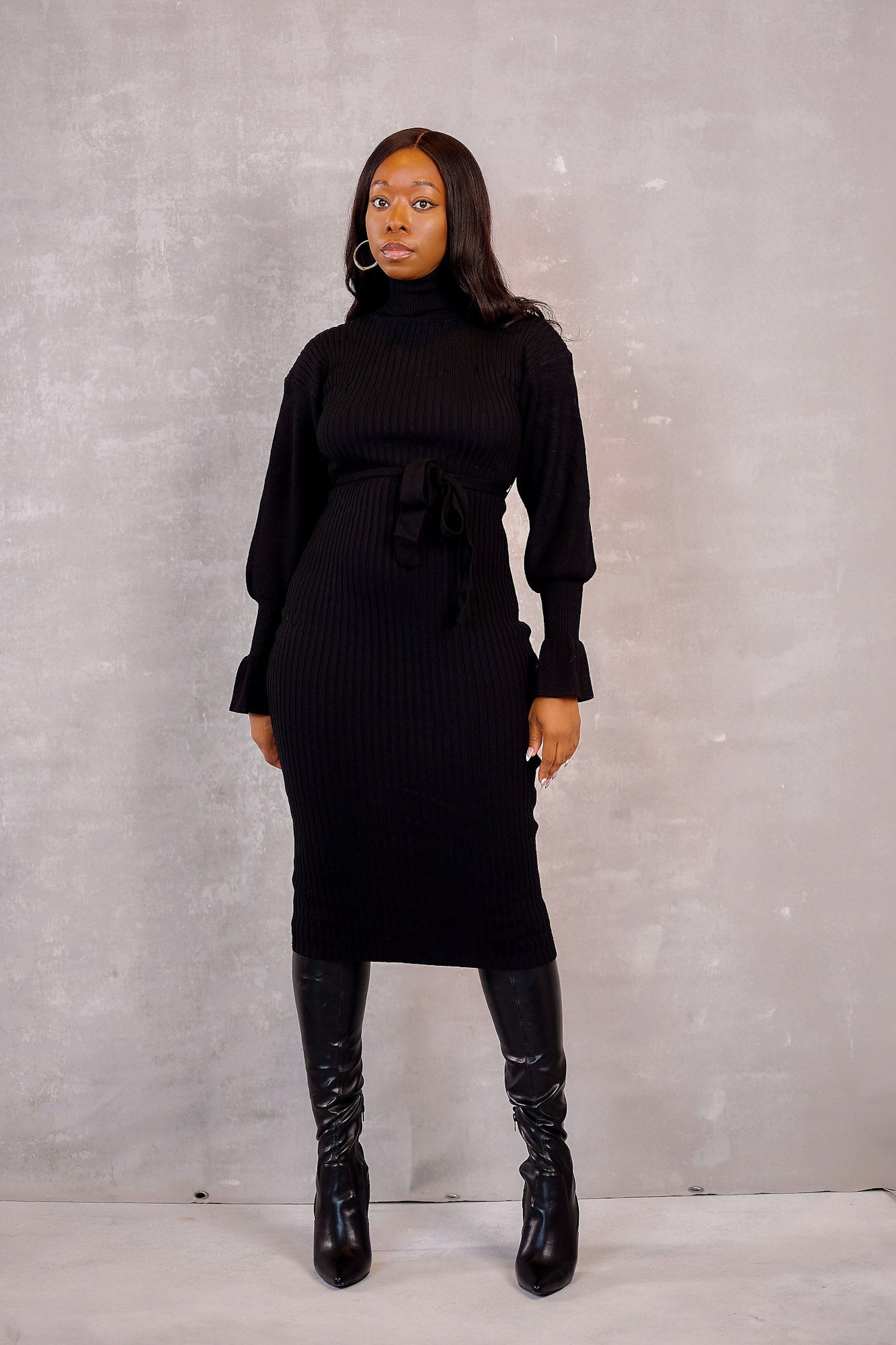 Turtleneck midi sales dress