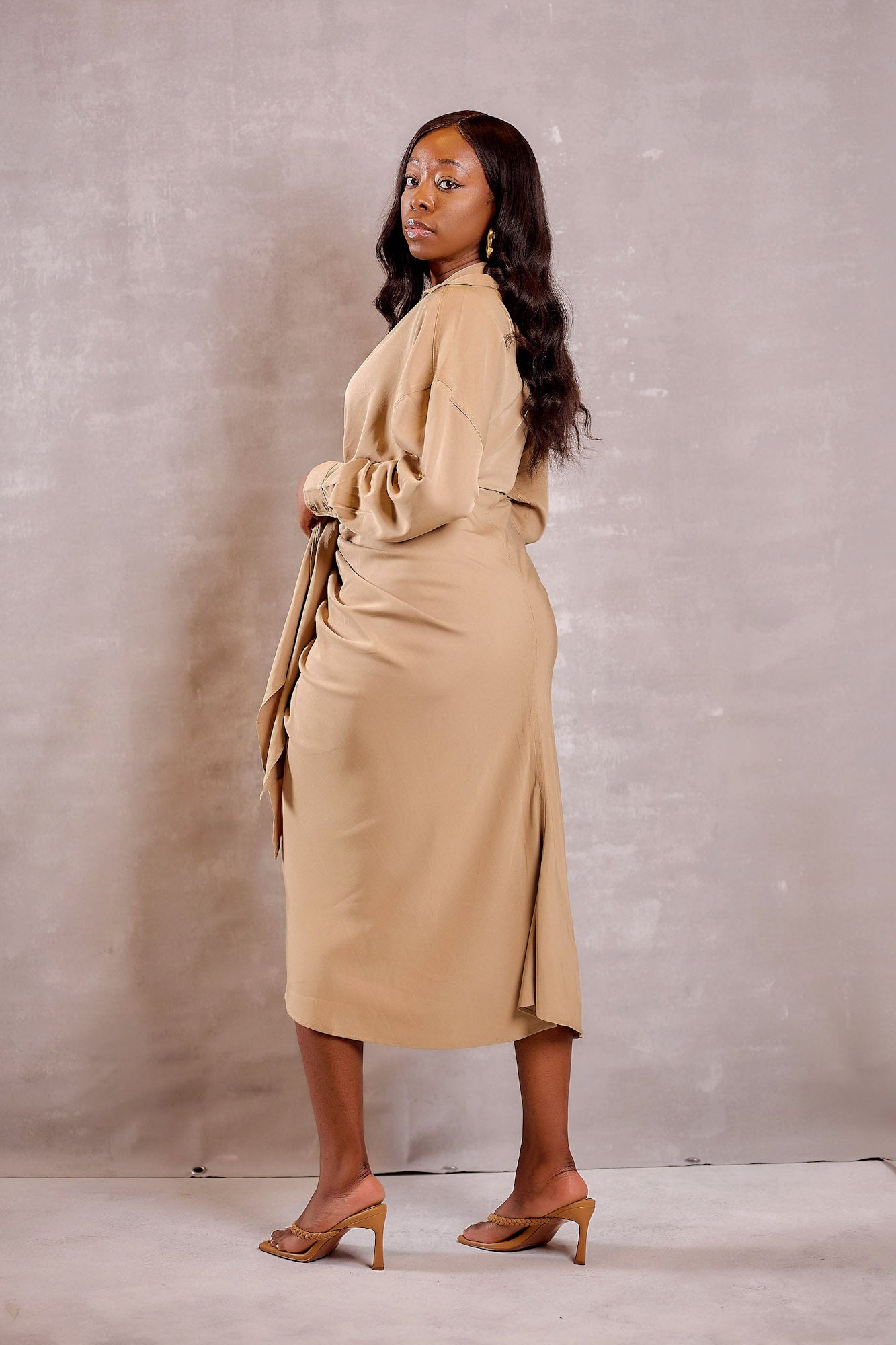 Taupe 2025 midi dress