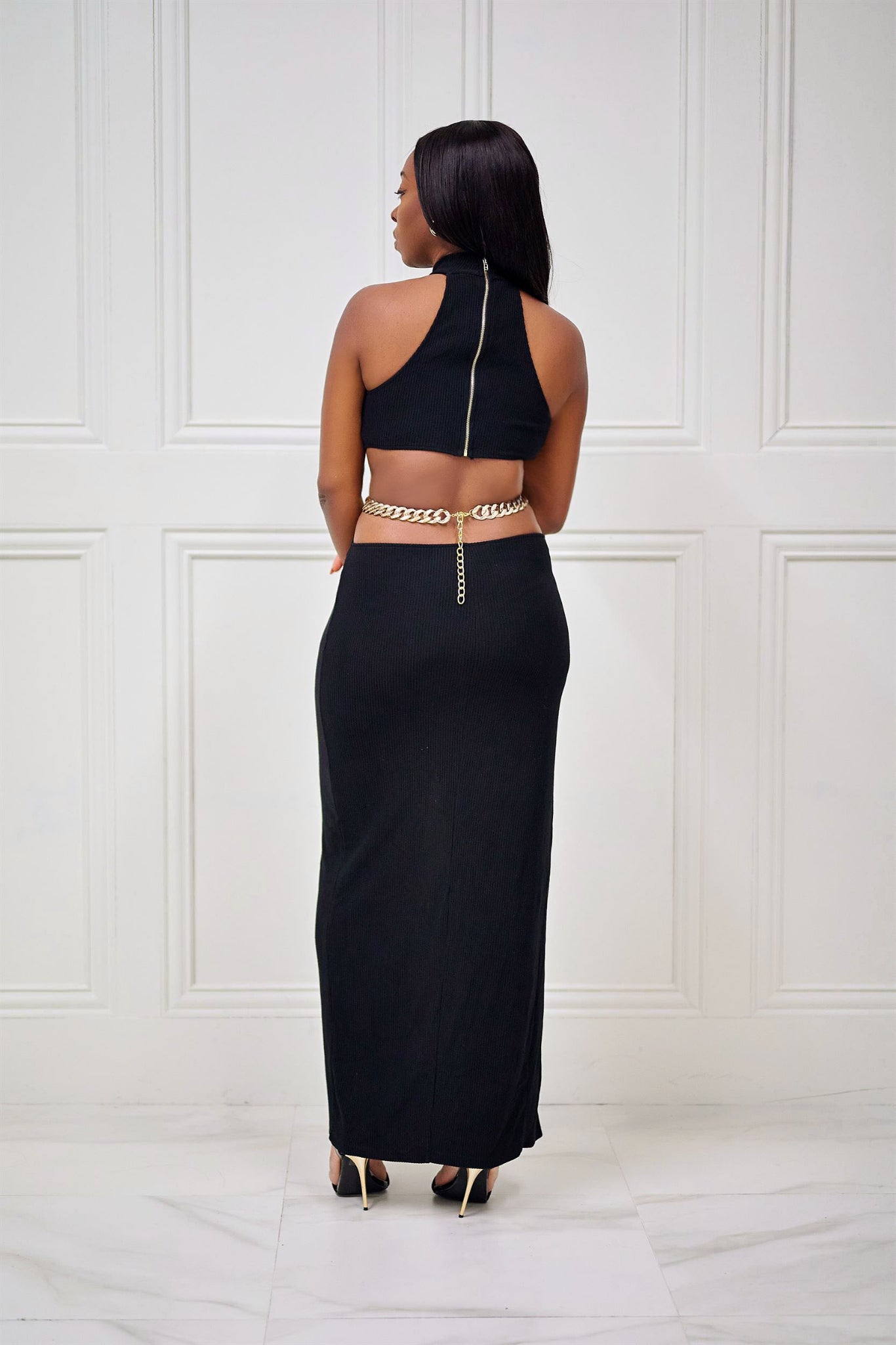 All Eyes on You Black Maxi Dress with Thigh-High Slit