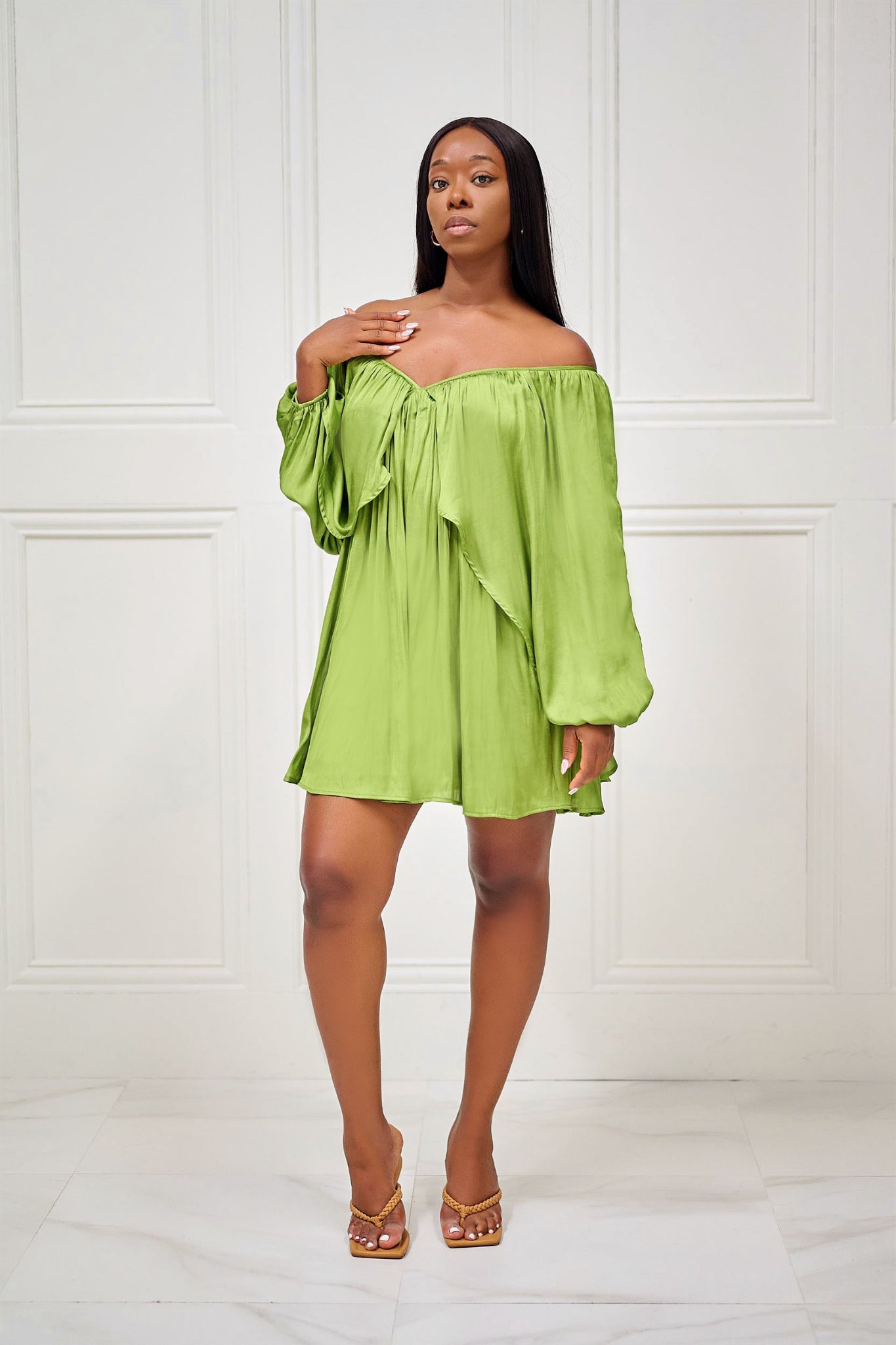 Green flowy dress best sale