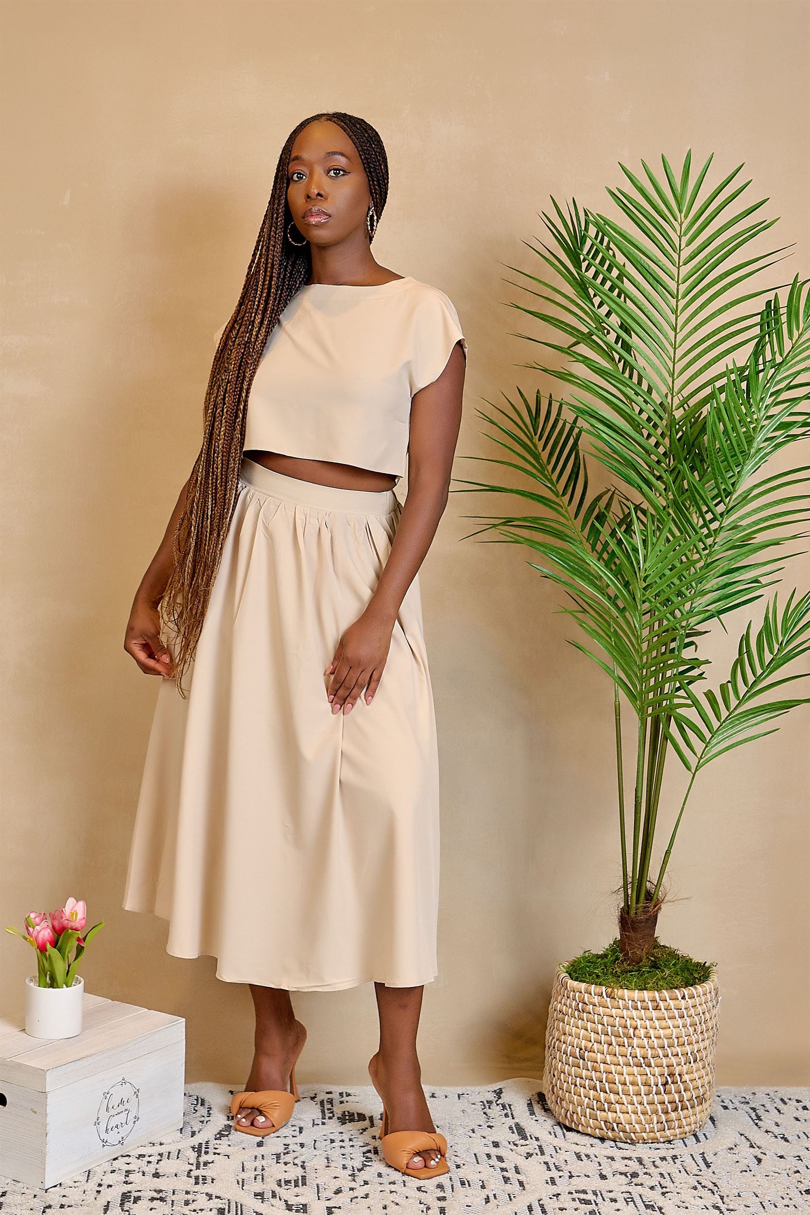 Crop top 2025 with midi skirt