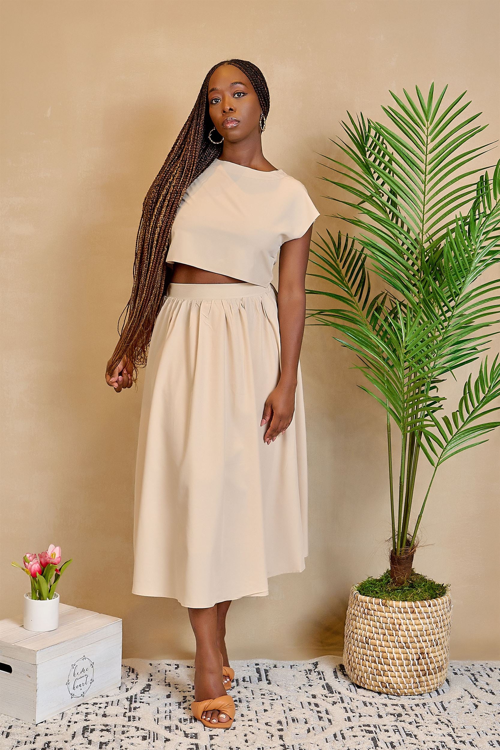 Chic and Still Me Crop Top and Midi Skirt Set Be Maraki