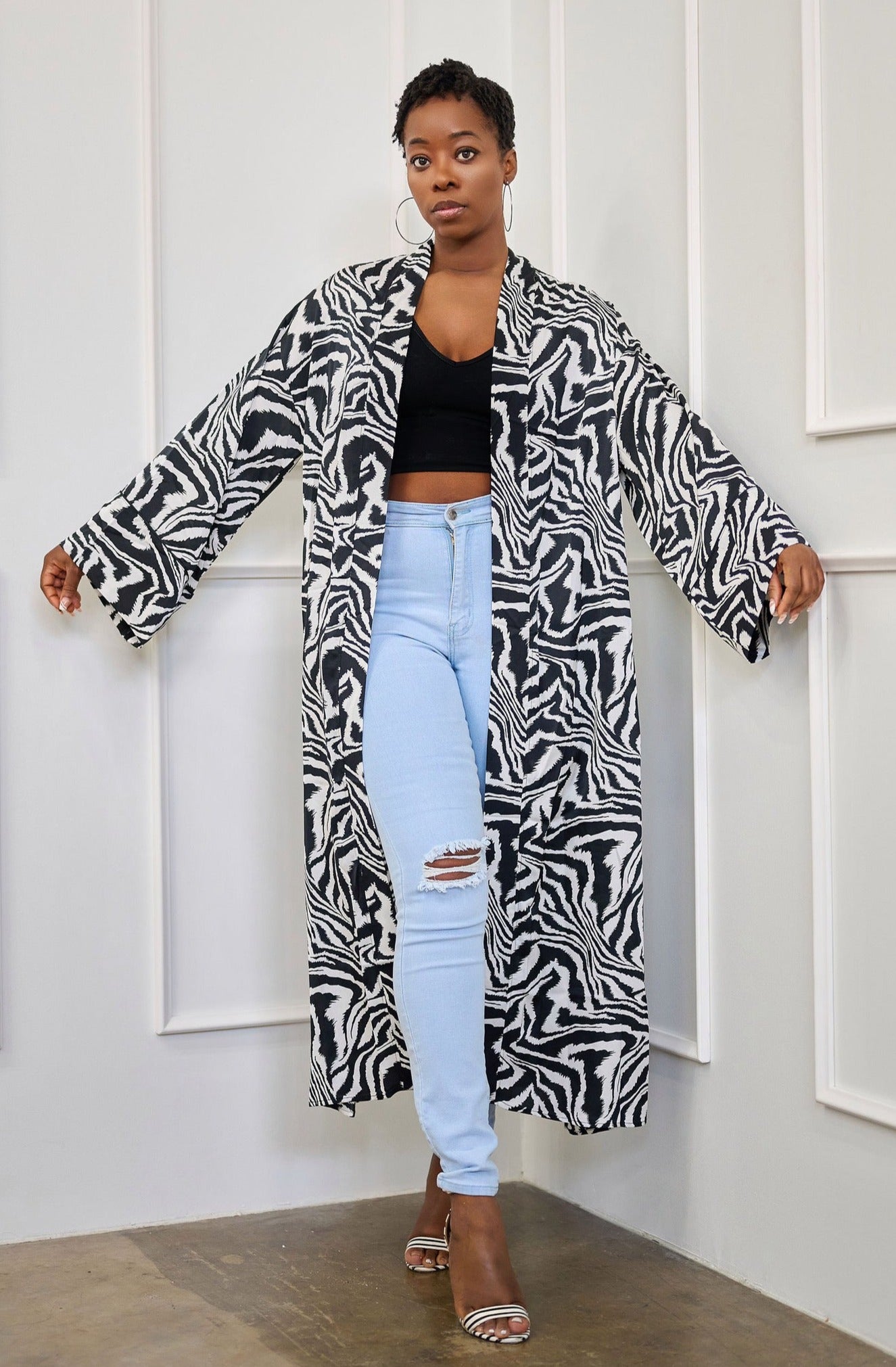 Zebra print shop duster jacket