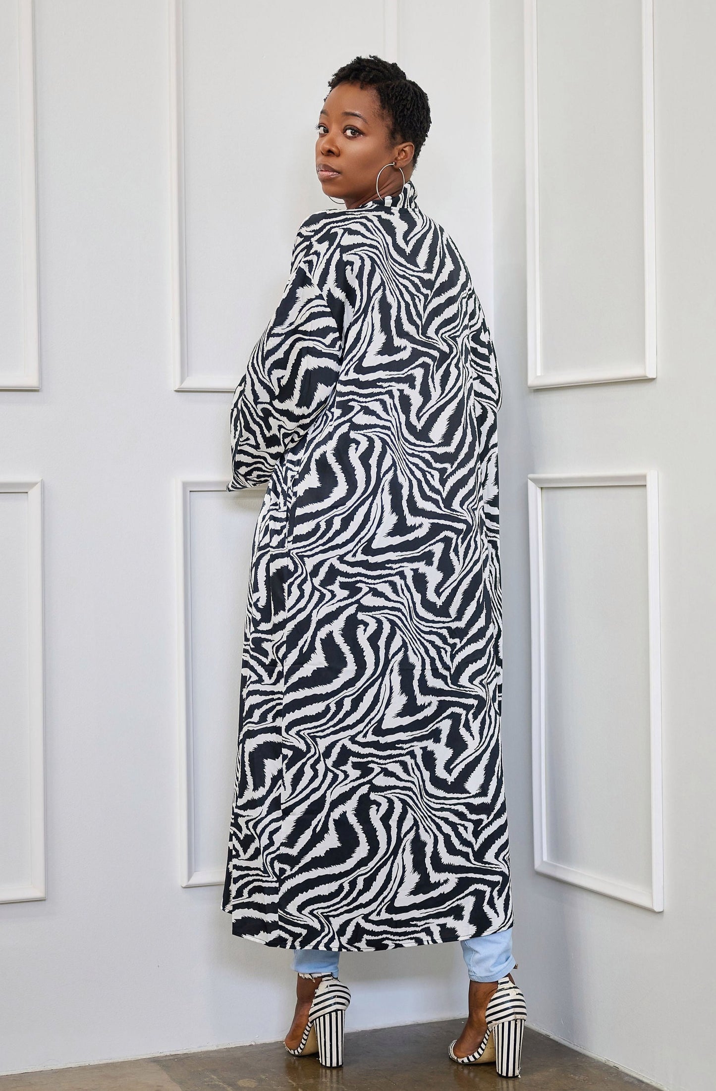 Toni Open Front Zebra Print Kimono