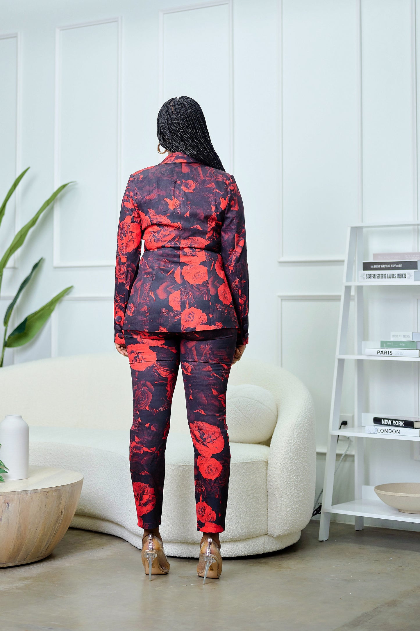Adanne Black and Red Floral Suit Set