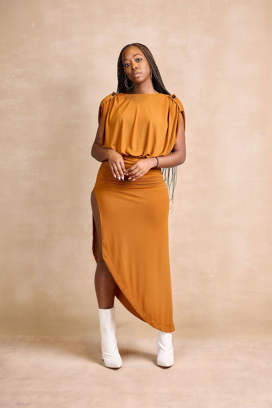Timi Muscle Tee Style Ruched Maxi Dress