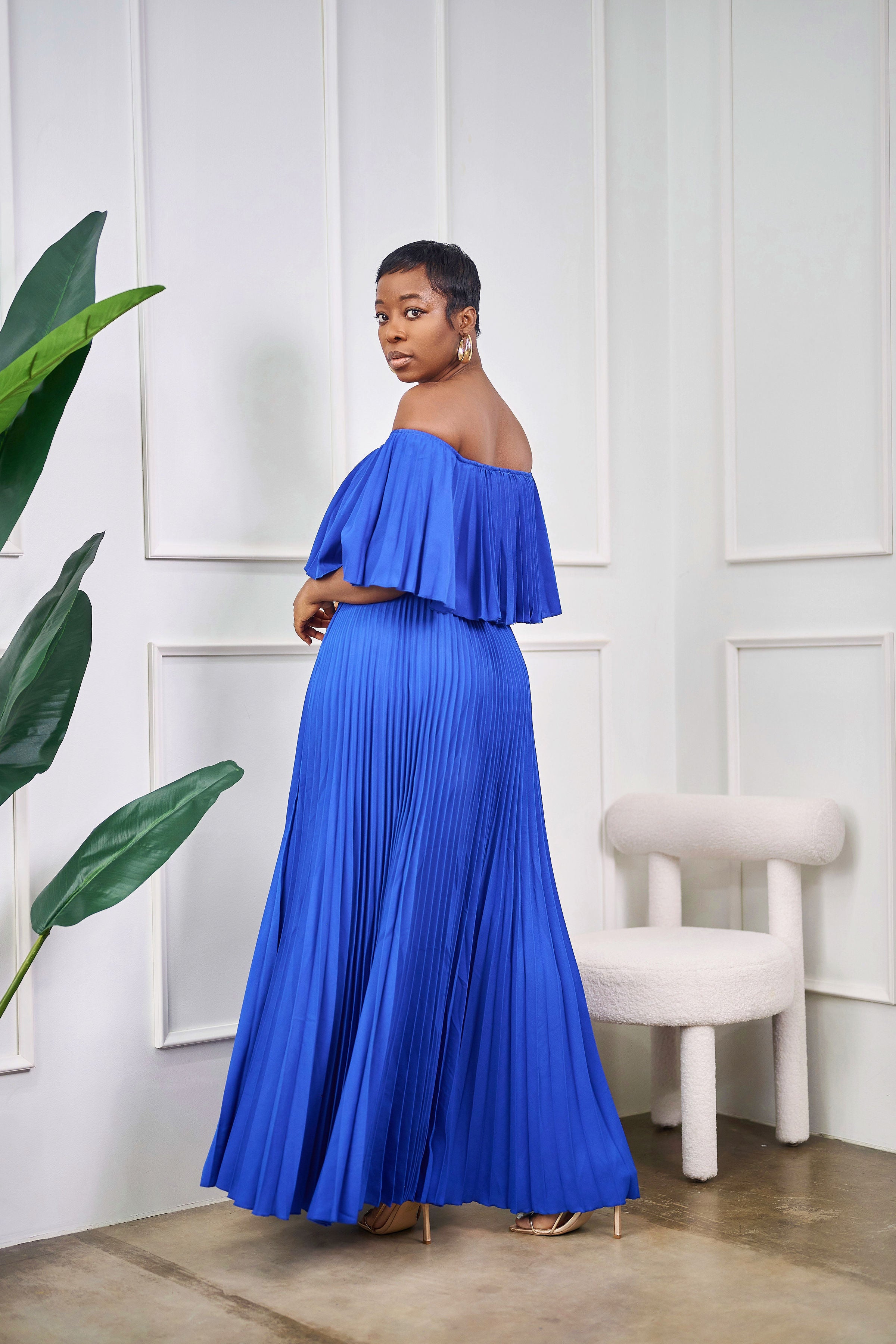 Cobalt blue off store the shoulder dress