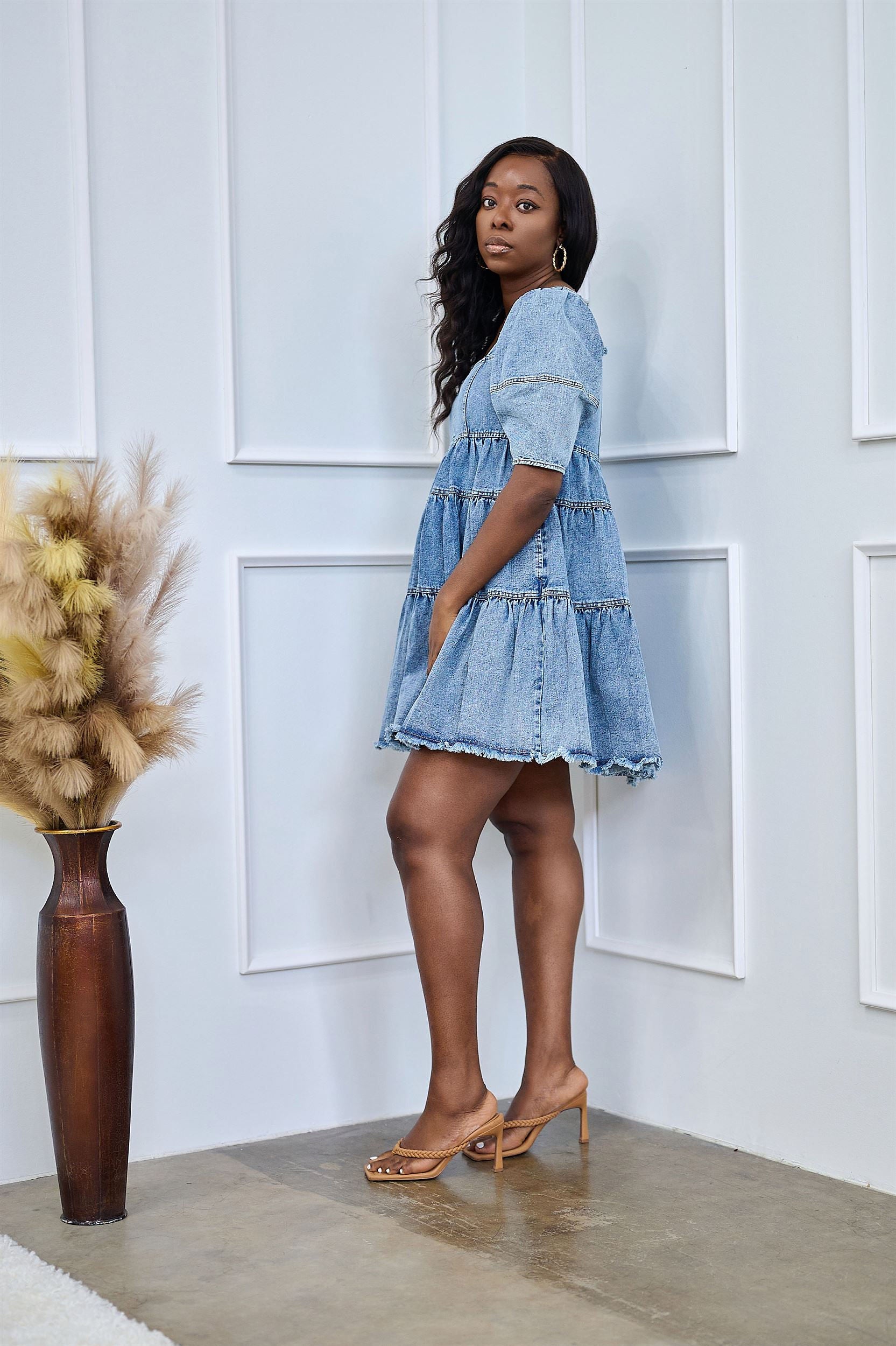 Hot Miami Styles - Luxe and flattering, this denim skater fit dress will  give your off-duty days the ultra-chic look you were looking for. Dress:  $37.99  http://www.hotmiamistyles.com/Denim_Belted_Skater_Dress_p/d830denim.htm |  Facebook